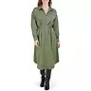 French Connection Women's Satin Rolled Cuff Long‎ Dress Lg NWT